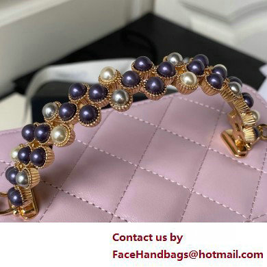 Chanel Shiny Crumpled Lambskin, Imitation Pearls  &  Gold-Tone Metal Clutch with Chain Bag AP3804 Lilac 2025